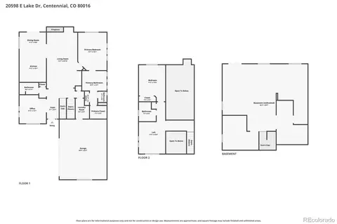 Floorplan - 20598 E Lake Dr, Centennial, CO 80016 photo 1 of 4