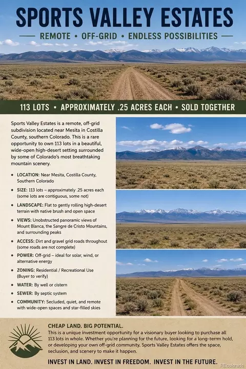113 Lots Sports Valley Ests, Mesita, CO 81152