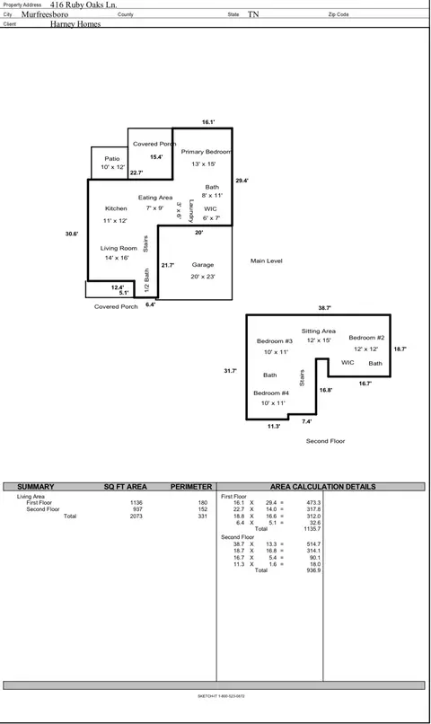 Floorplan - 416 Ruby Oaks Ln, Murfreesboro, TN 37128 photo 1 of 1