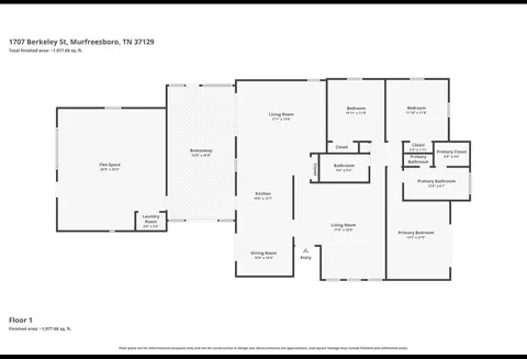 Floorplan - 1707 Berkeley St, Murfreesboro, TN 37129 photo 1 of 1