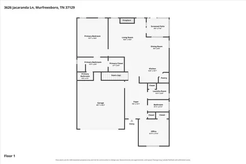 Floorplan - 3626 Jacaranda Ln, Murfreesboro, TN 37129 photo 1 of 3