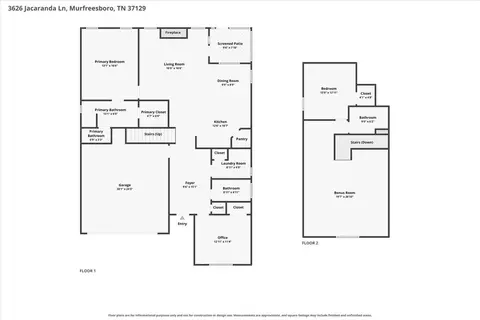 Floorplan - 3626 Jacaranda Ln, Murfreesboro, TN 37129 photo 2 of 3