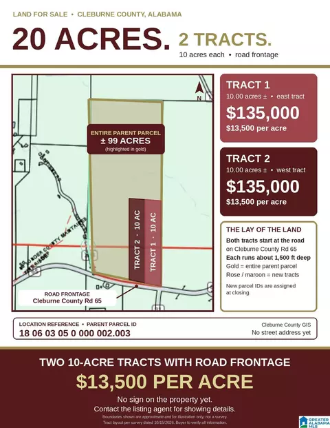 0 County Road 65 #TRACT 1, Fruithurst, AL 36262