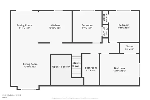 Floorplan - 313 Birch St, Baldwin, WI 54002 photo 1 of 3
