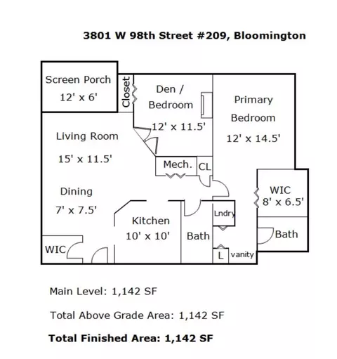 Floorplan - 3801 W 98th St #209, Bloomington, MN 55431 photo 1 of 1