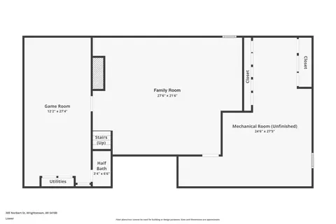 Floorplan - 305 Norbert St, Wrightstown, WI 54180 photo 2 of 2