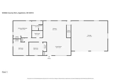 Floorplan - w3866 County Road S, Appleton, WI 54913 photo 1 of 2