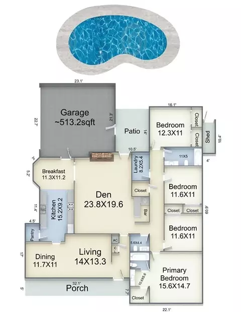 Floorplan - 4236 Beaune Dr, Kenner, LA 70065 photo 1 of 1