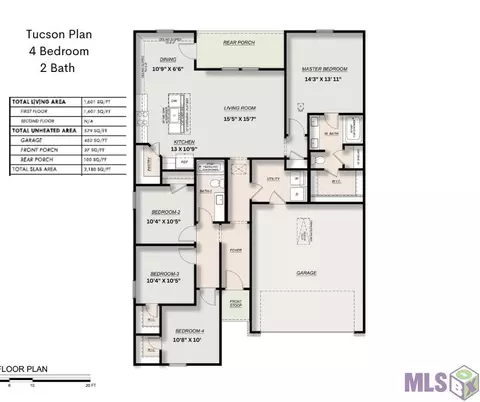 Floorplan - 14661 Carroll Ave, Walker, LA 70785 photo 1 of 1