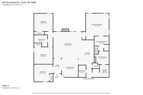 Floorplan - 501 Arrowhead Dr, Tuttle, OK 73089 photo 1 of 1