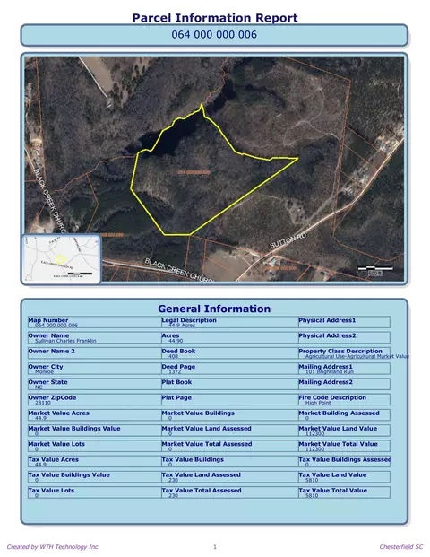 tbd Sutton Rd, Pageland, SC 29728