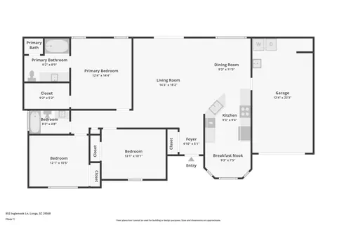 Floorplan - 852 Inglenook Ln, Longs, SC 29568 photo 1 of 1