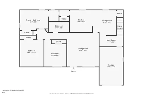 Floorplan - 1315 Skyline Ln, Springfield, OH 45505 photo 2 of 3