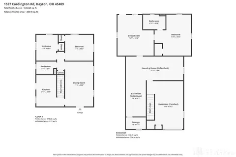 Floorplan - 1537 Cardington Rd, Dayton, OH 45409 photo 2 of 3