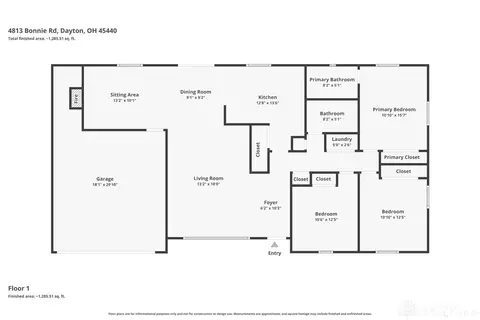 Floorplan - 4813 Bonnie Rd, Kettering, OH 45440 photo 1 of 1