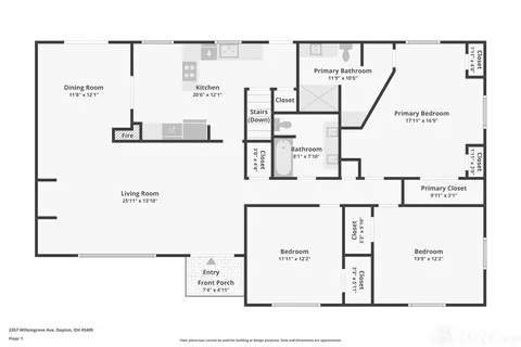 Floorplan - 2357 Willowgrove Ave, Kettering, OH 45409 photo 1 of 2