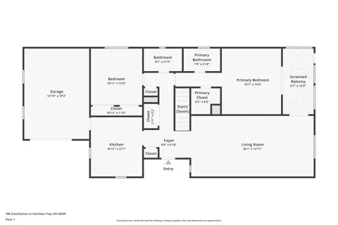 Floorplan - 786 Stoneharbor Ln, Hamilton Township, OH 45039 photo 1 of 2