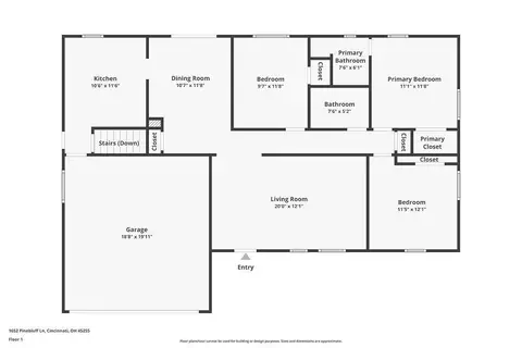 Floorplan - 1652 Pinebluff Ln, Cincinnati, OH 45255 photo 1 of 3