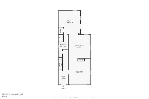 Floorplan - 964 Hatch St, Cincinnati, OH 45202 photo 2 of 4