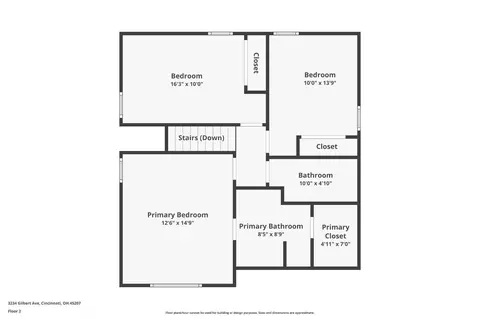 Floorplan - 3234 Gilbert Ave, Cincinnati, OH 45207 photo 2 of 3