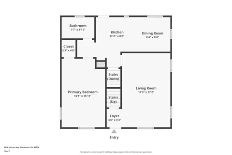 Floorplan - 6814 Marvin Ave, Cincinnati, OH 45224 photo 1 of 2