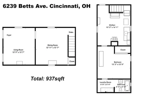 Floorplan - 6239 Betts Ave, Cincinnati, OH 45224 photo 1 of 1