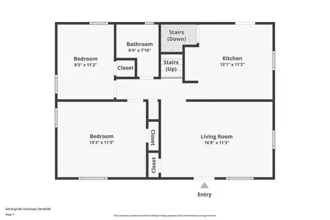 Floorplan - 543 Virgil Rd, Cincinnati, OH 45238 photo 3 of 4