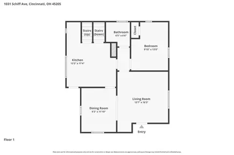 Floorplan - 1031 Schiff Ave, Cincinnati, OH 45205 photo 2 of 5
