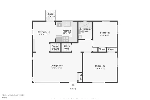 Floorplan - 134 W Crest Dr, Reading, OH 45215 photo 1 of 3