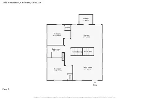 Floorplan - 3523 Vinecrest Pl, Cincinnati, OH 45220 photo 3 of 3