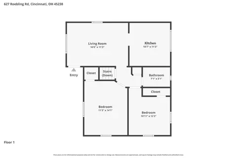 Floorplan - 627 Roebling Rd, Cincinnati, OH 45238 photo 1 of 2