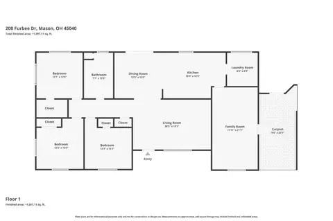 Floorplan - 208 Furbee Dr, Mason, OH 45040 photo 1 of 1