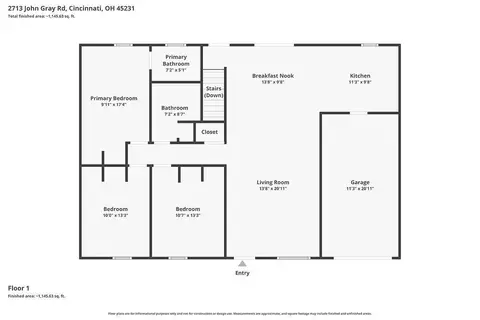 Floorplan - 2713 John Gray Rd, Cincinnati, OH 45231 photo 1 of 2