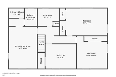 Floorplan - 2457 Owlcrest Dr, Cincinnati, OH 45231 photo 2 of 3