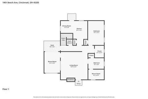Floorplan - 1401 Beech Ave, Cincinnati, OH 45205 photo 3 of 4