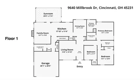 Floorplan - 9640 Millbrook Dr, Cincinnati, OH 45231 photo 1 of 3