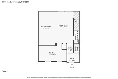 Floorplan - 1008 John St, Cincinnati, OH 45203 photo 2 of 4