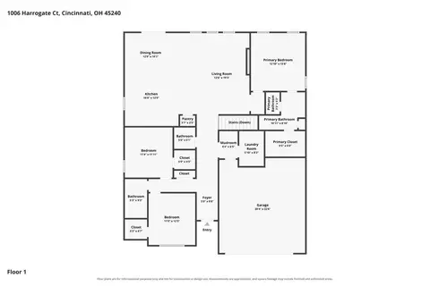 Floorplan - 1006 Harrogate Ct, Forest Park, OH 45240 photo 2 of 3