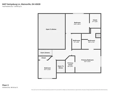 Floorplan - 8427 Gettysburg Ln, Hamilton Township, OH 45039 photo 2 of 4