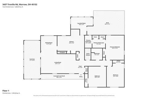 Floorplan - 3437 Trovillo Rd, Morrow, OH 45152 photo 1 of 2