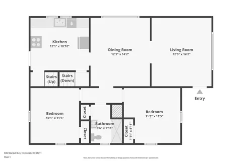 Floorplan - 3302 Wardall Ave, Cheviot, OH 45211 photo 1 of 4