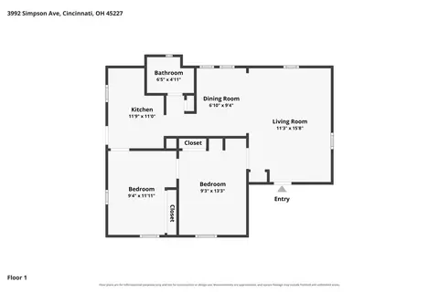 Floorplan - 3992 Simpson Ave, Fairfax, OH 45227 photo 1 of 1