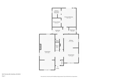 Floorplan - 533 E Torrence Rd, Columbus, OH 43214 photo 1 of 2