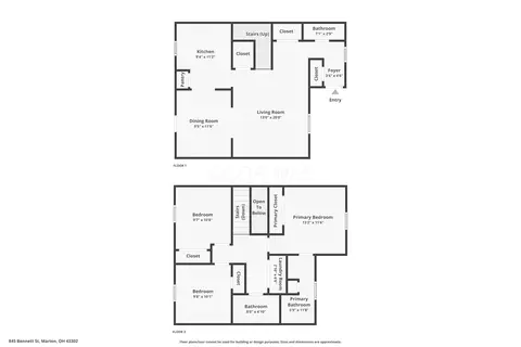 Floorplan - 845 Bennett St, Marion, OH 43302 photo 2 of 2
