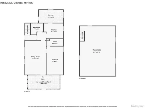 Floorplan - 305 Renshaw Ave, Clawson, MI 48017 photo 1 of 1