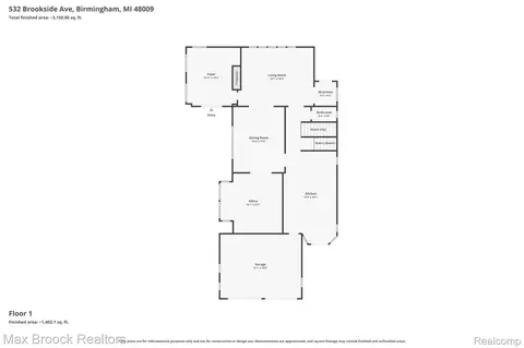 Floorplan - 532 Brookside Ave, Birmingham, MI 48009 photo 1 of 3