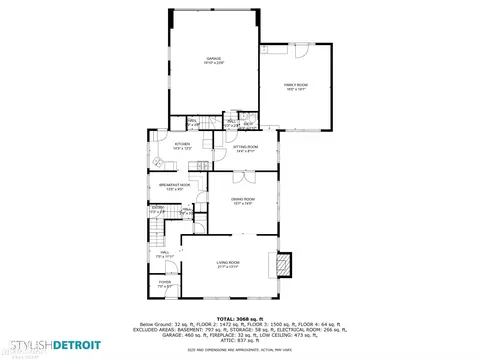 Floorplan - 838 Whittier, Grosse Pointe Park, MI 48230 photo 2 of 4