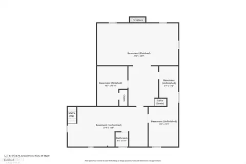 Floorplan - 1264 Bedford, Grosse Pointe Park, MI 48230 photo 1 of 4