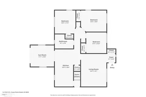Floorplan - 1846 Aline, Grosse Pointe Woods, MI 48236 photo 1 of 3