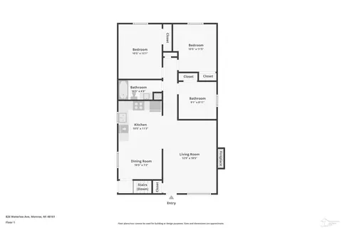 Floorplan - 826 Waterloo, Monroe, MI 48161 photo 2 of 3